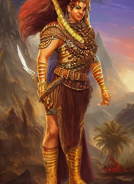 Image similar to set egyptian, ultra detailed fantasy, dndbeyond, bright, colourful, realistic, dnd character portrait, full body, pathfinder, pinterest, art by ralph horsley, dnd, rpg, lotr game design fanart by concept art, behance hd, artstation, deviantart, hdr render in unreal engine 5