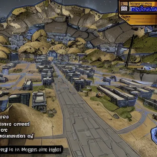 Prompt: a hyperion mega city in borderlands