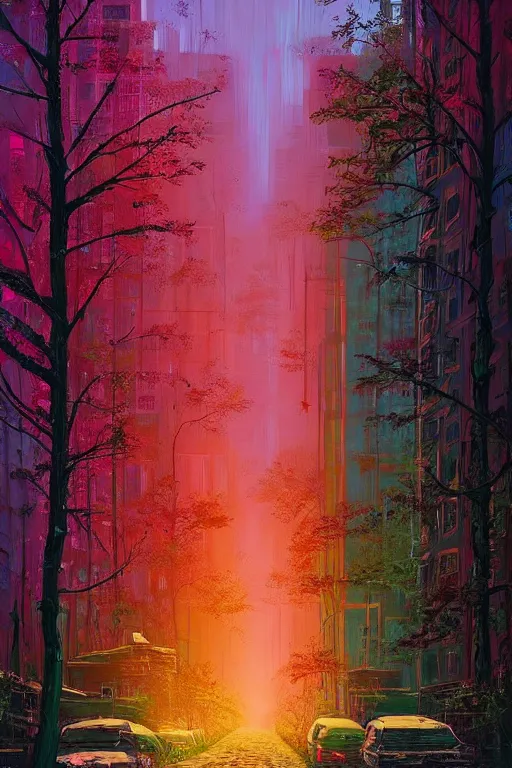 Image similar to (((((a ramshackle manhattan brick brownstone deep in the forest))))) by Alena Aenami!!!!!!!!!!!!!!!!!!!!!!!!!!!