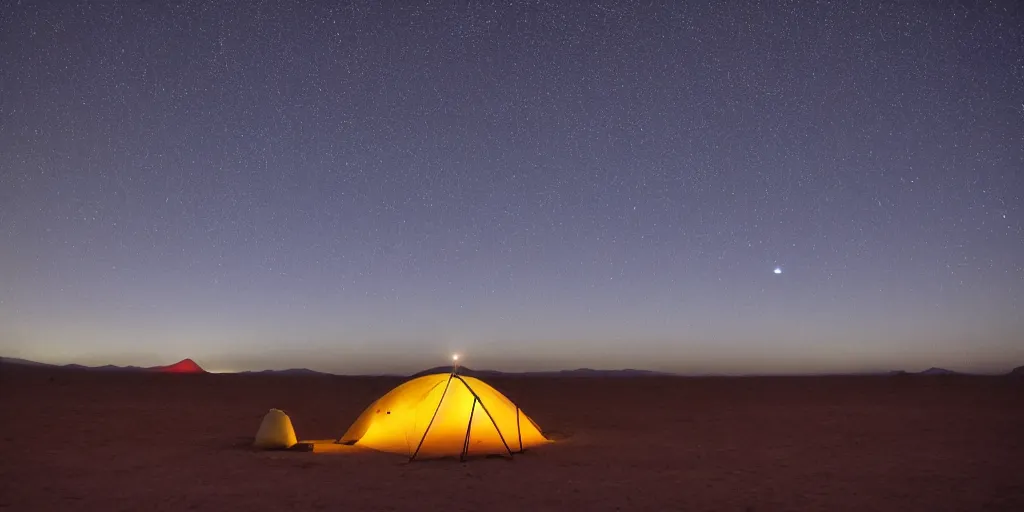 Image similar to a photo of late night desert camping in utal during a meteor shower, beautiful nature