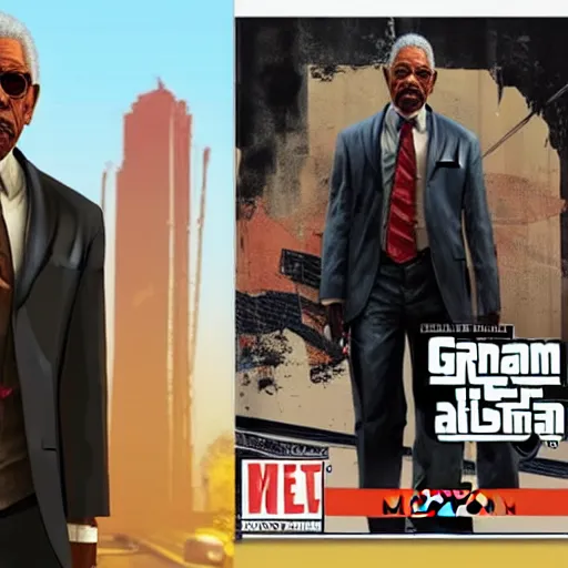 Image similar to !dream Gangster Morgan Freeman in GTA V Cover art