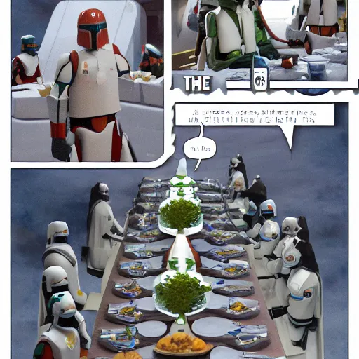 Image similar to the Fett's family banquet on Kamino