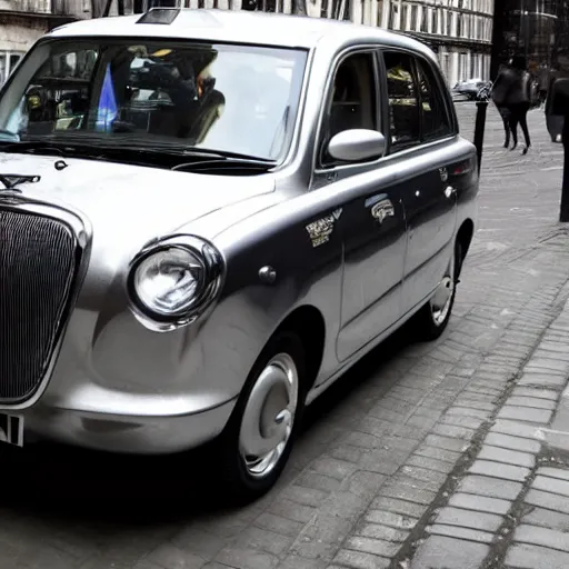 Prompt: chrome london taxi