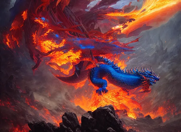 Prompt: luxurious white viking dragon destroying the kyoto district during sakura season with intense destructive royal blue fire, by greg rutkowski, james jean, peter mohrbacher, rule of thirds, sigma look, beautiful, intricate, majestic, award winning