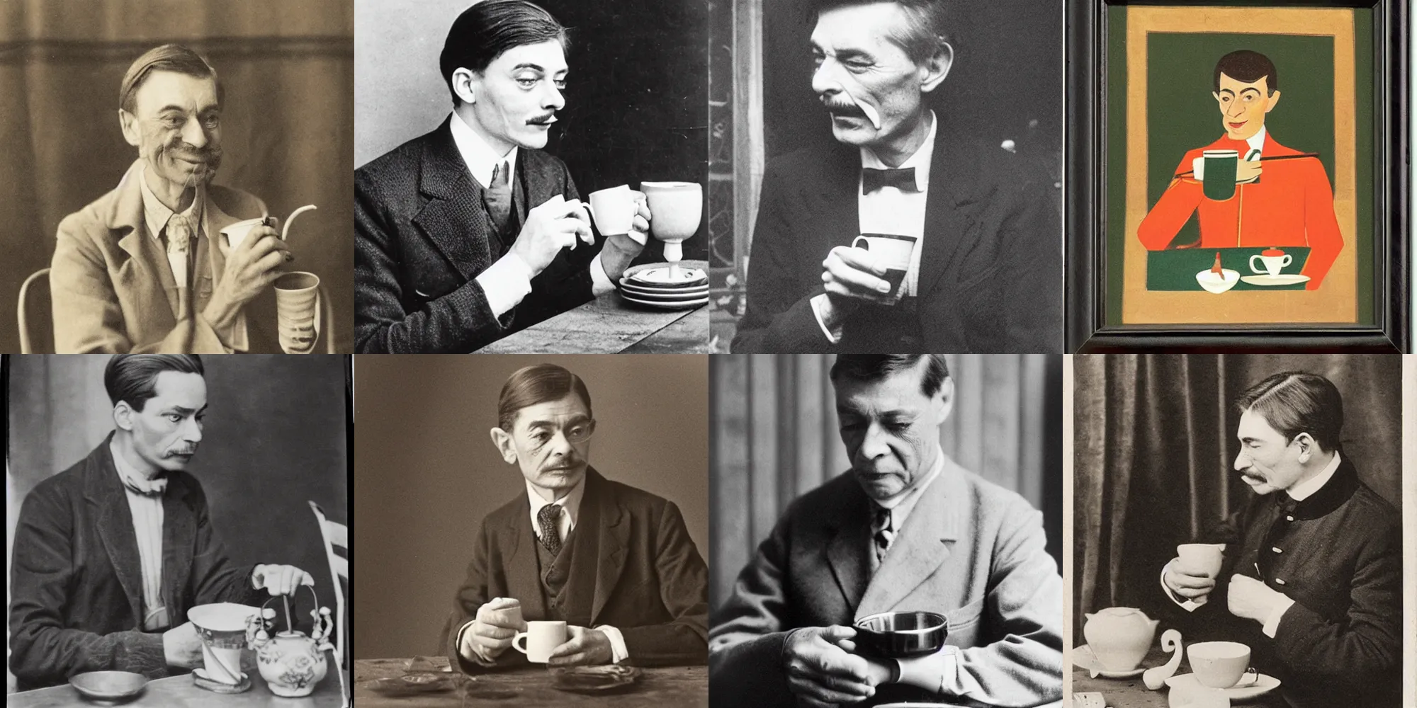 Prompt: rudolph steiner drinking tea