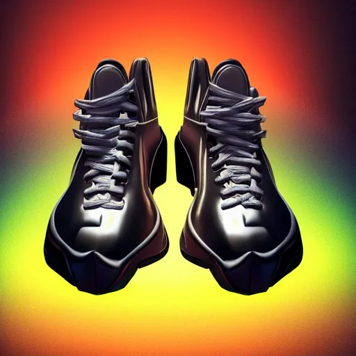 Image similar to futuristic balenciaga and vetements sneakers in giger style on gradient background, colorful, ultra rendered extreme realism and detail, 8 k, highly detailed, realistic, pbr, photorealistic