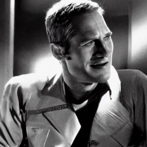 Prompt: a film still of paul newman as steve rogers in captain america ( 1 9 7 4 )