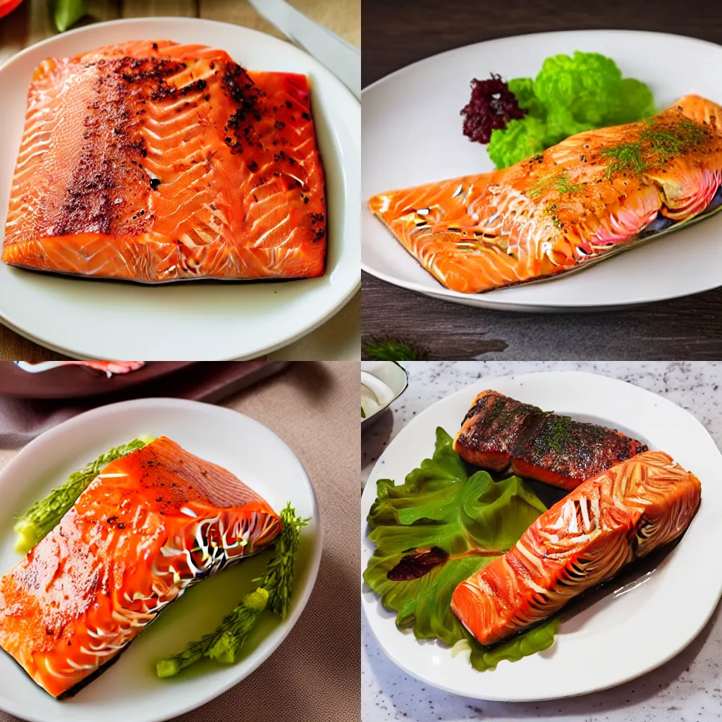 Prompt: a delicious plate of salmon
