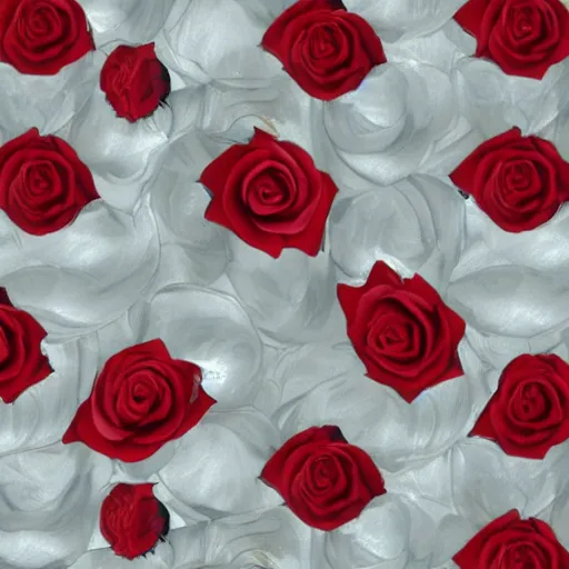 Prompt: silver red roses