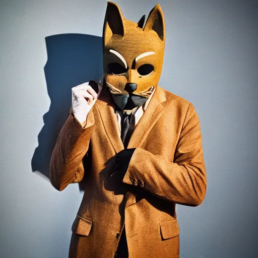 Prompt: man with a blacksad mask, photography
