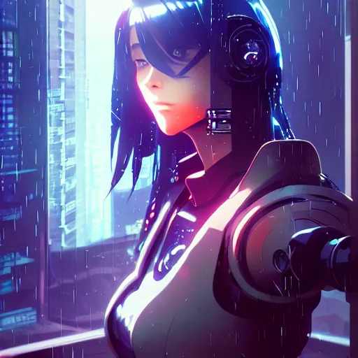 cyberpunk anime art, refractions on lens, rowan, Stable Diffusion
