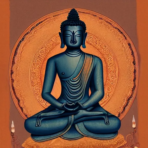 Prompt: buddhist meditating, full body, hand gesture, photorealistic art, 8k, high definition, intricate detailing