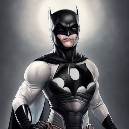 Image similar to characters portrait of MoonKnight mixed with Batman by ArtGerm and Tom Bagshaw, merged character, 4k, highly detailed, cinematic lighting