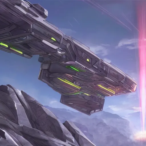 Image similar to a forerunner tower shooting a beam towards the sky :: Halo game concept art