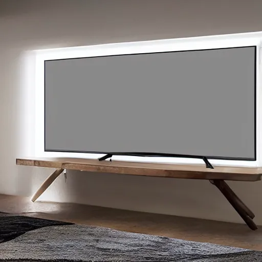 Image similar to very long knife inserted into a flat screen tv, photorealistic