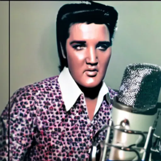 Image similar to Elvis recording his first tiktok video