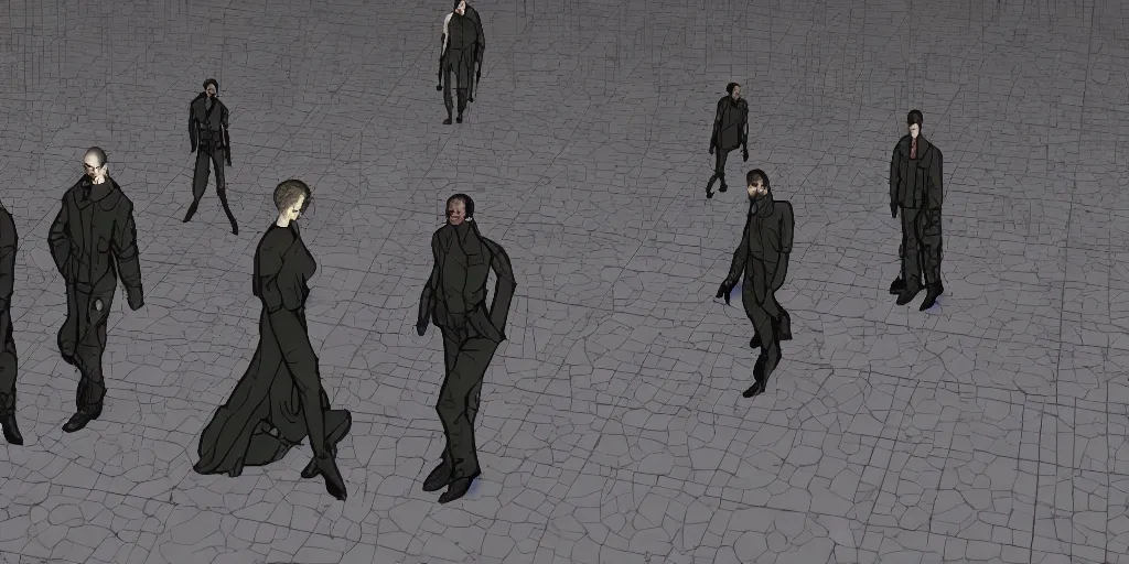 Prompt: a screenshot of the matrix, cell shading