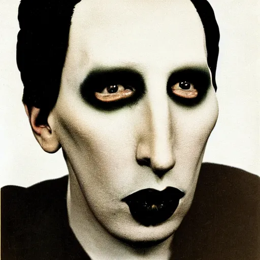 Prompt: a portrait of marilyn manson by man ray