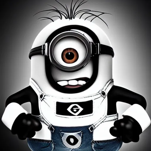 Prompt: black & white epic!!! photograph of a minion from “ despicable me ” in the gym, motivational poster, highly detailed, cinematic lighting, photo, award - winning photograph, professional photograph, dramatic posing, 8 k quality, dramatic rim lighting, high quality