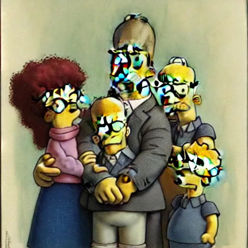 Image similar to (((((The Simpsons family . muted colors.))))) by Jean-Baptiste Monge !!!!!!!!!!!!!!!!!!!!!!!!!!!