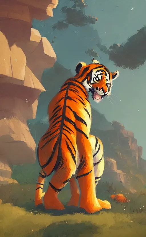 Image similar to a cute tiger character in a scenic environment by atey ghailan, character art, trending on artstation