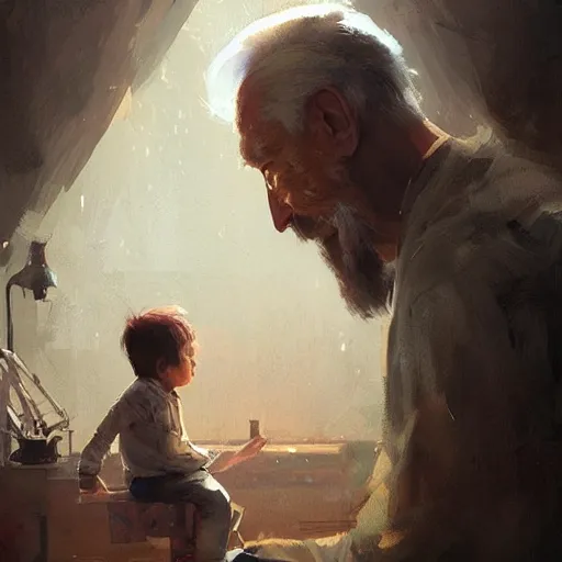 Prompt: portrait of a great father art by greg rutkowski, tooth wu and wlop, bright masterpiece