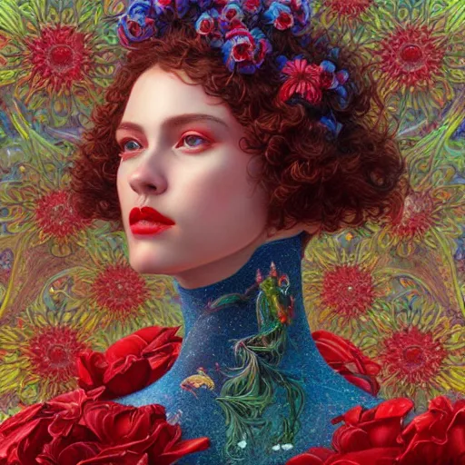 hyper detailed masterpiece, red lipstick, floral | Stable Diffusion ...