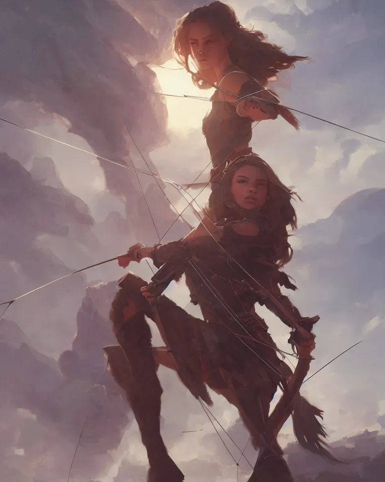 Image similar to portrait of sydney sweeney as a fantasy archer, greg rutkowski, artstation, 4 k, matte painting, concept art