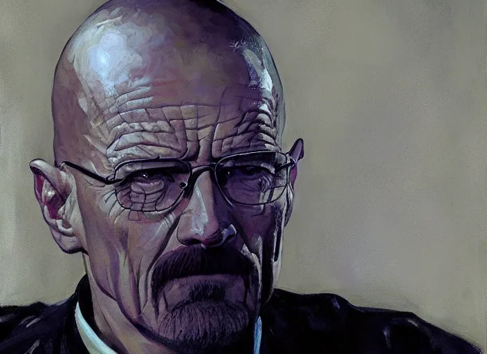 Image similar to a highly detailed beautiful portrait of walter white black, by gregory manchess, james gurney, james jean