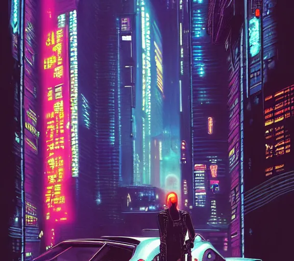 Image similar to a portrait of a cyberpunk person, Night City, cyberpunk 2077, very very coherent painting, 1979 OMNI Magazine Cover, street level neo-Tokyo in Cyberpunk 2077 style by Vincent Di Fate by mark arian by artgerm, 4k, 8k, HD, trending on artstation