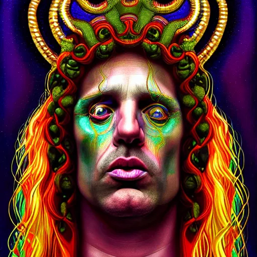 Image similar to an extremely psychedelic portrait of the pope as medusa, surreal, lsd, face, detailed, intricate, elegant, lithe, highly detailed, digital painting, artstation, concept art, smooth, sharp focus, illustration