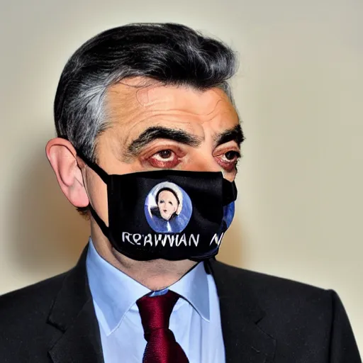 Image similar to rowan atkinson with kn 9 5 face mask