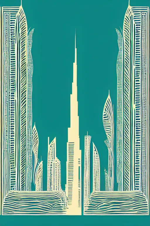 Image similar to minimalist boho style art of dubai, illustration, vector art