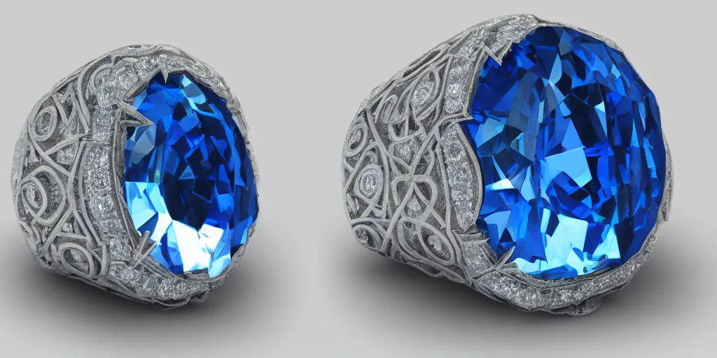 Image similar to stunning magic ring with a diamond, ice, blue, engraving, d & d, item, graphic, close - up, design, shimmer, artbook, page, detailed, trending on artstation, cgsociety, ralph mcquarrie and greg rutkowski