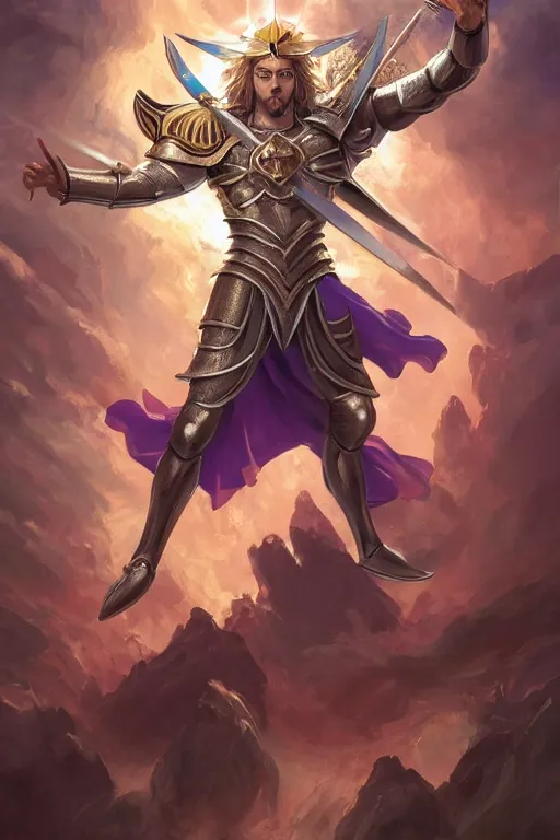 Image similar to A card of Jesus as a knight of zodiac using a saint seiya Sacred Heart armor , card game, card, trade card game, artifact , by Stanley Artgerm Lau, WLOP, Rossdraws, James Jean, Andrei Riabovitchev, Marc Simonetti, Yoshitaka Amano, ArtStation, CGSociety,