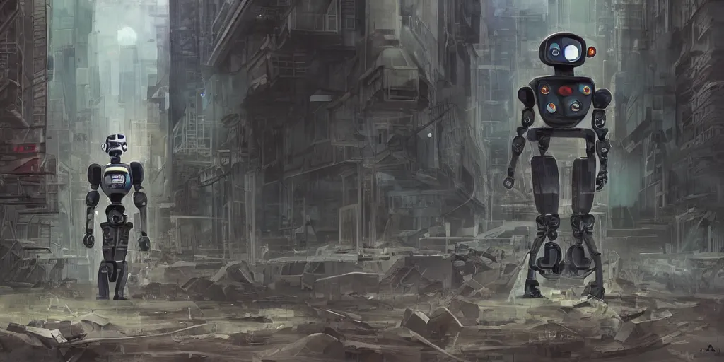 Image similar to a robot in a desolate city by aoshima, chiho