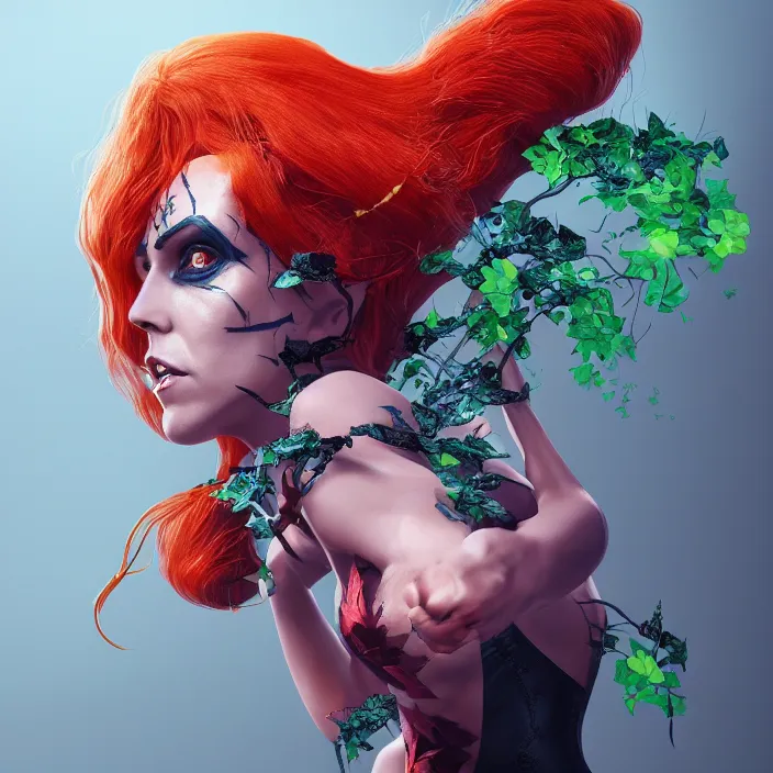 Image similar to portrait of Melanie C as a Poison Ivy in Batman & Robin 1997. intricate artwork. by Tooth Wu, wlop, beeple, dan mumford. octane render, trending on artstation, greg rutkowski very coherent symmetrical artwork. cinematic, hyper realism, high detail, octane render, 8k