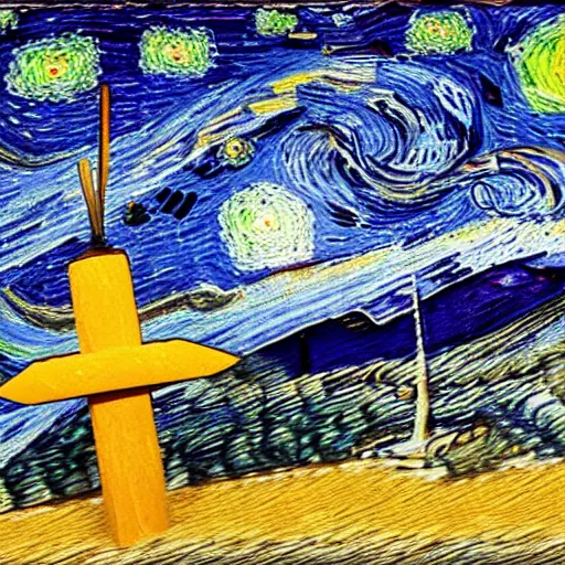 Image similar to Mount Fuji in the style of starry night by Van Gogh