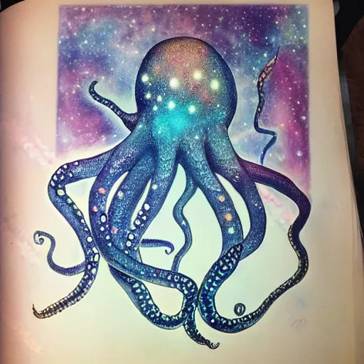 Image similar to astral octopus with galaxies inside the arms