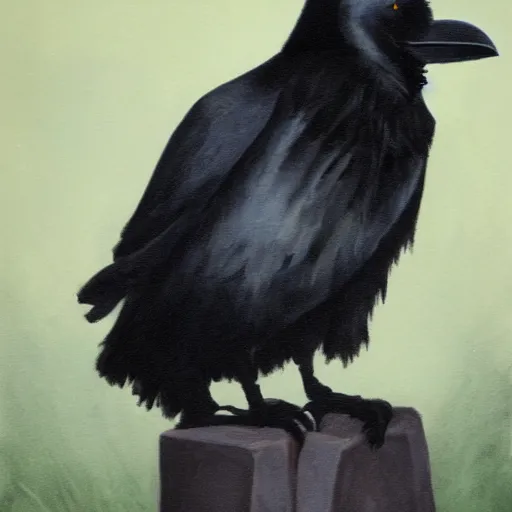 Prompt: monolithic art of a raven