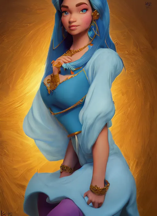 Image similar to princess jasmine, au naturel, hyper detailed, digital art, trending in artstation, cinematic lighting, studio quality, smooth render, unreal engine 5 rendered, octane rendered, art style by klimt and nixeu and ian sprigger and wlop and krenz cushart.