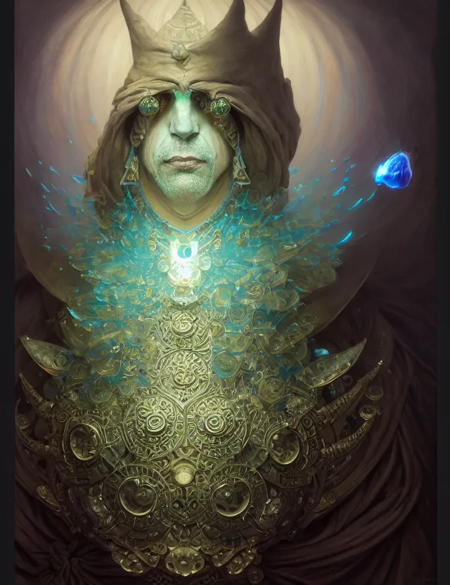 Image similar to front shot of a court jester character, hyperdimensional, bioluminescent hypercubes, ((intricate)), elegant, highly detailed, centered, (((artstation, concept art, smooth, sharp focus, artgerm, Tomasz Alen Kopera, Peter Mohrbacher, donato giancola, Joseph Christian Leyendecker, WLOP, Boris Vallejo))), mugshot!!!!!, ugly!!!!!!, octane render, nvidia raytracing demo, grainy, muted, 8K, digitalblasphemy