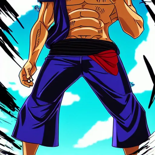 Prompt: the rock in the style of one piece anime
