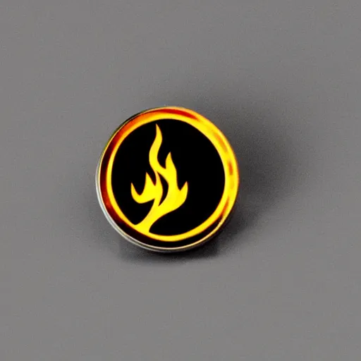 Image similar to a photo of a retro 7 0 s minimalistic clean fire warning enamel pin, studio lighting, behance