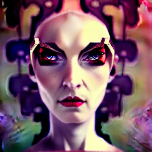 Image similar to character concept portrait of a woman with pale face, steampunk, intricate, elegant, digital painting, concept art, smooth, focus,