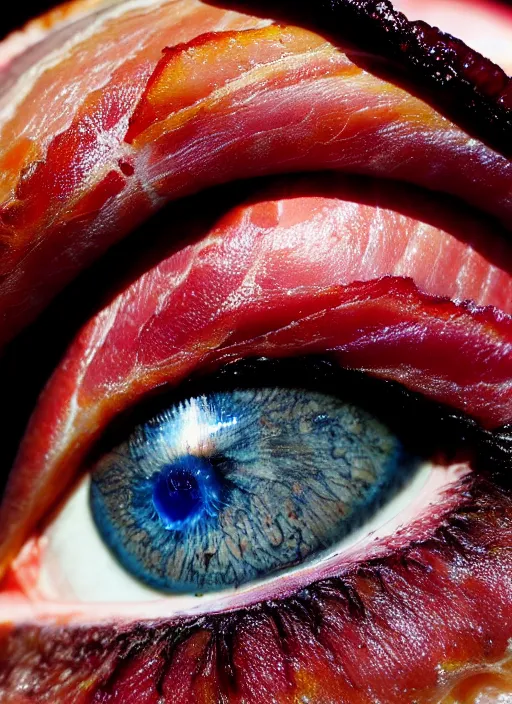 Image similar to portrait of a stunningly beautiful eye, 🥓