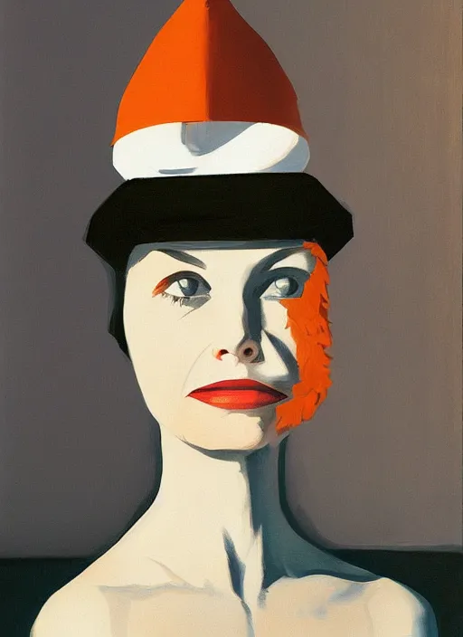 Image similar to portrait of a woman furry face and tinfoil hat by Edward Hopper and James Gilleard, highly detailed