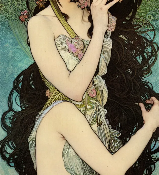 Image similar to detailed portrait of eva green by alphonse mucha, ayami kojima, yoshitaka amano