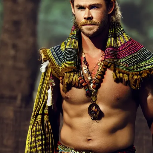 Prompt: Chris Hemsworth in Ethnic Attire, fashion photography, photorealistic, trending on artstation, 4k, 8k