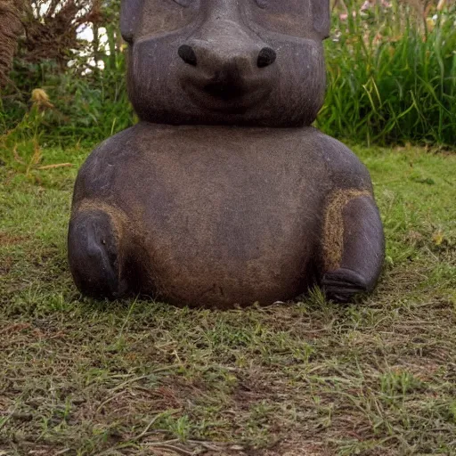 Prompt: a hedgehog as a moai statue